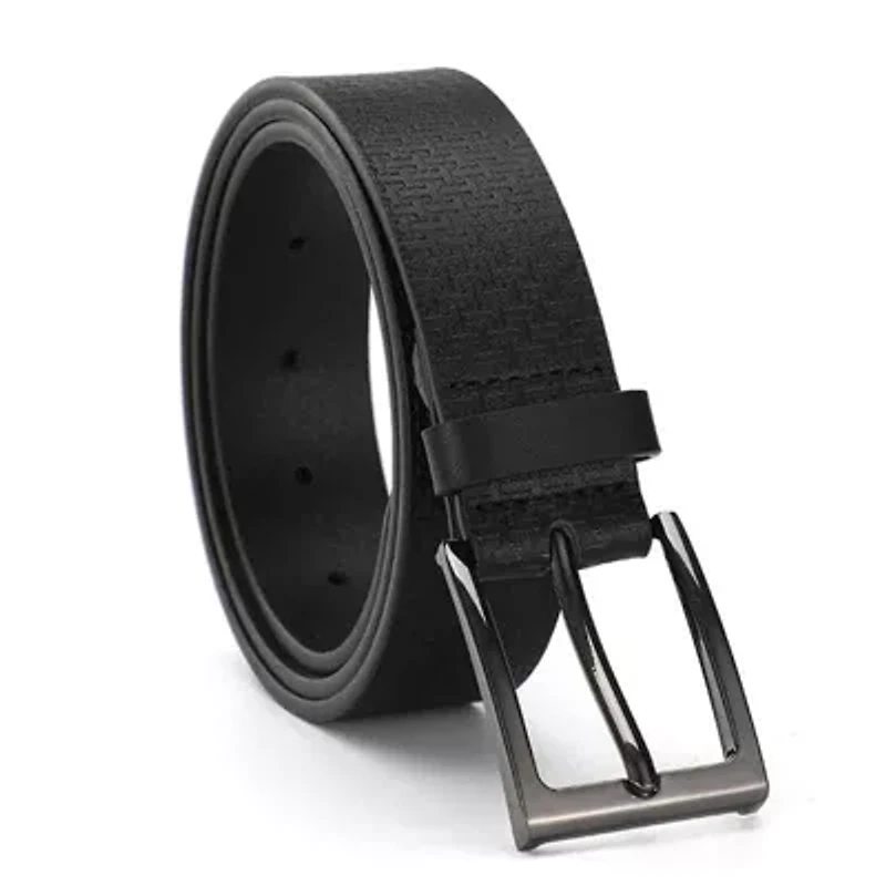 Black Allover Logo "T" Leather Belt