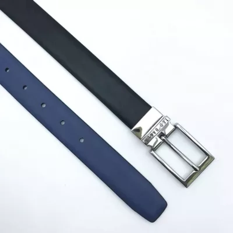 Black Reversible to Blue Leather Belt