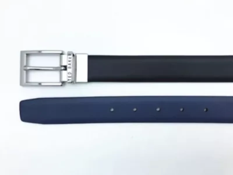 Black Reversible to Blue Leather Belt