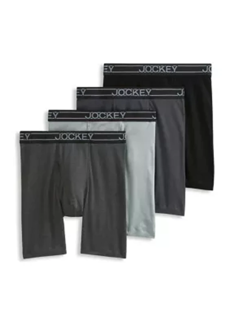 Everyday Casual Cotton Blend 7" Long Leg Boxer Briefs - 4 Pack