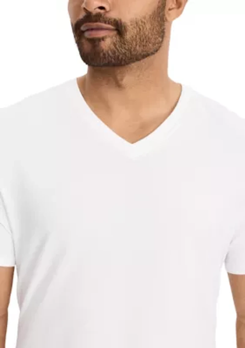 Cotton Stretch V- Neck T-Shirt - 3 Pack