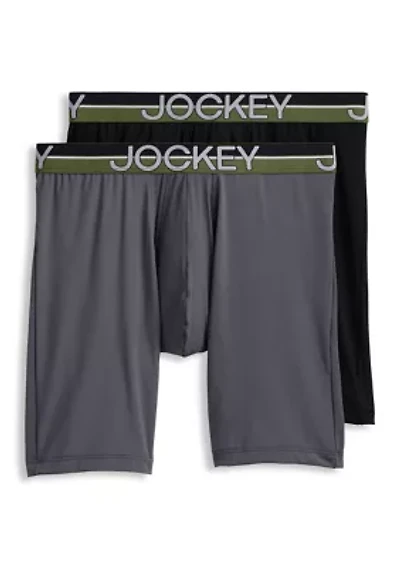Big & Tall Infinite Cool Microfiber Stretch 8" Long Leg Boxer Brief - 2 Pack
