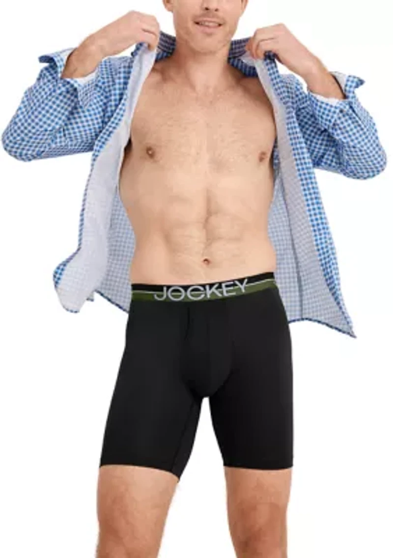 Big & Tall Infinite Cool Microfiber Stretch 8" Long Leg Boxer Brief - 2 Pack