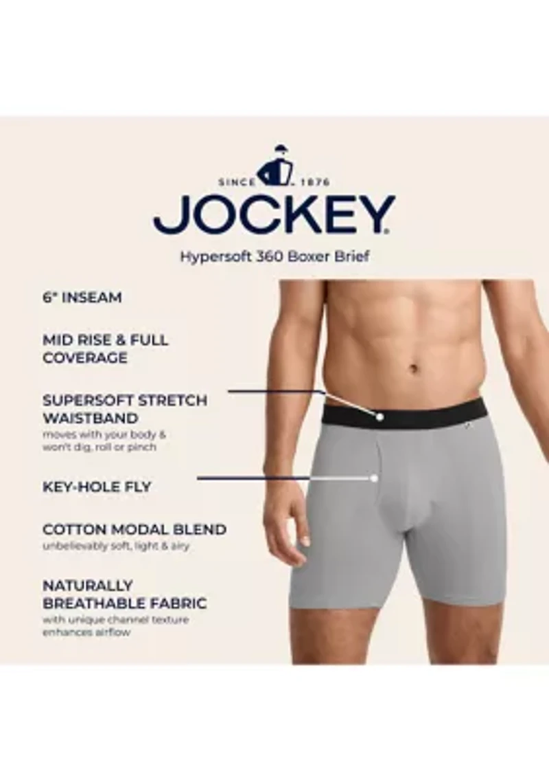 Hypersoft Mens 3 Pack Boxer Briefs