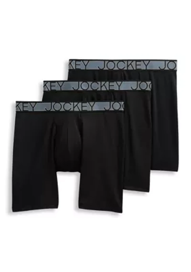 Active Microfiber 9" Long Leg Boxer Brief - 3 Pack