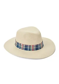 Panama Weave Fedora with Plaid Band