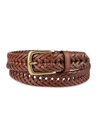 Laced Double Weave Leather Braided Belt