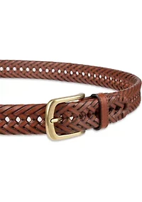 Laced Double Weave Leather Braided Belt