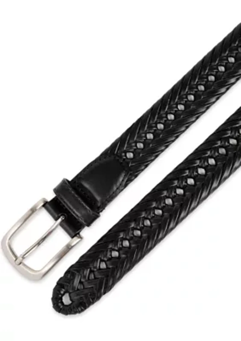 Laced Double Weave Leather Braided Belt