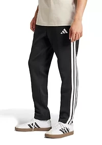 Essentials 3-Stripes Fleece Pants with Open Hem