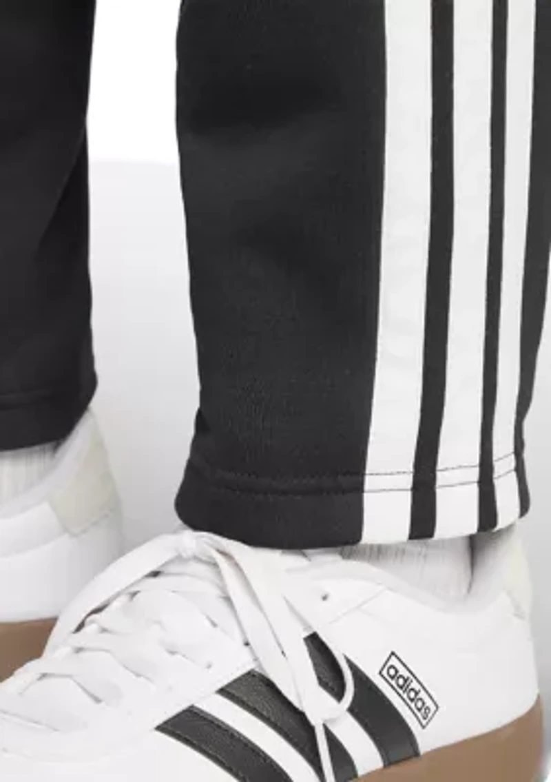 Essentials 3-Stripes Fleece Pants with Open Hem