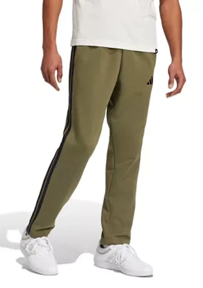 Essentials 3 Stripe Open Bottom Fleece Pants