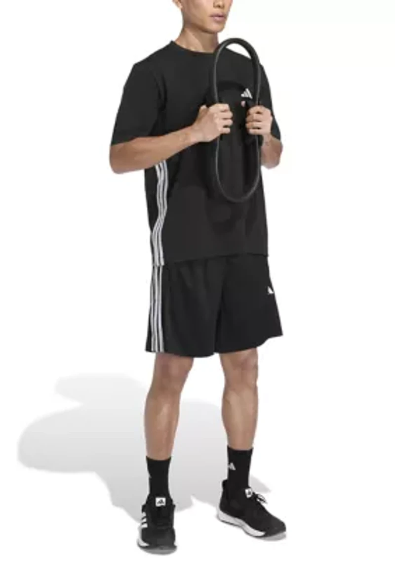 Workout Essentials Base 3-Stripes Pique 9" Shorts
