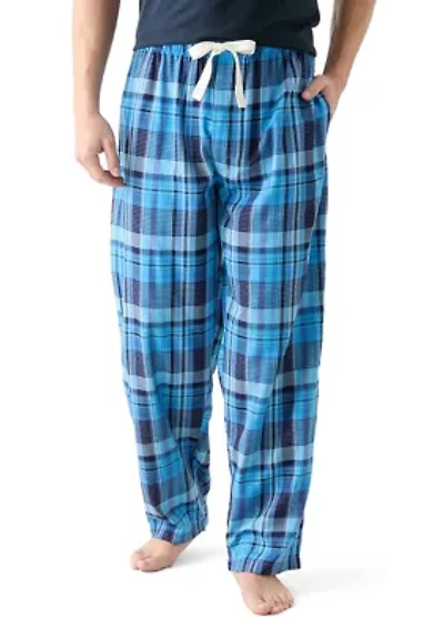 Blue Plaid Woven Pajama Pants