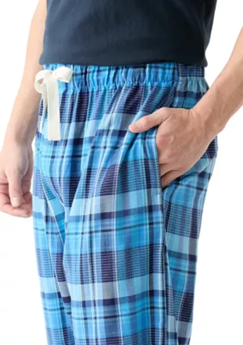 Blue Plaid Woven Pajama Pants