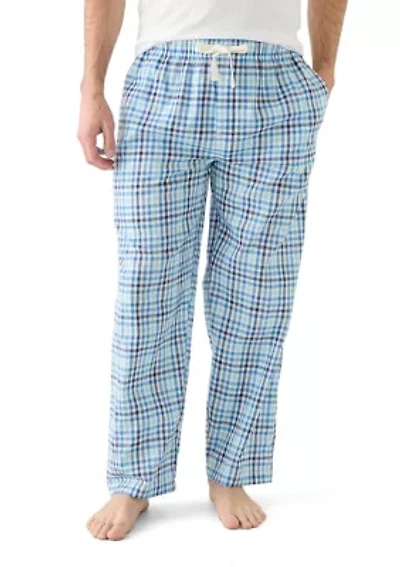 Yarn Dyed Woven Blue Check Pajama Pants