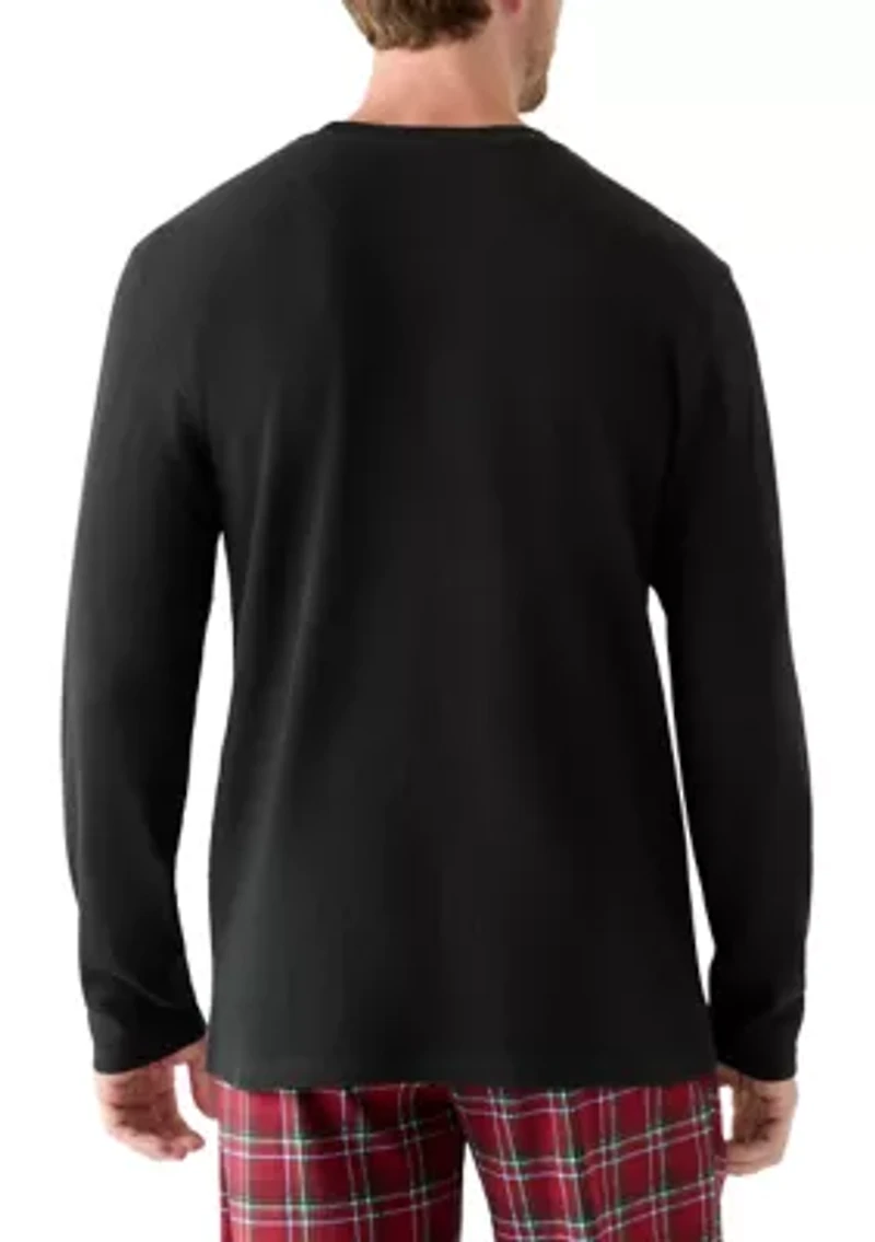Waffle Knit Long Sleeve Sleep Shirt