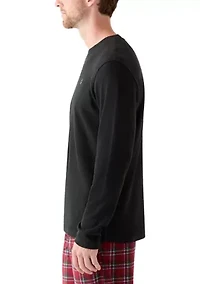 Waffle Knit Long Sleeve Sleep Shirt