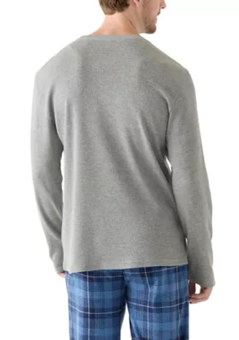 Waffle Knit Long Sleeve Sleep Shirt