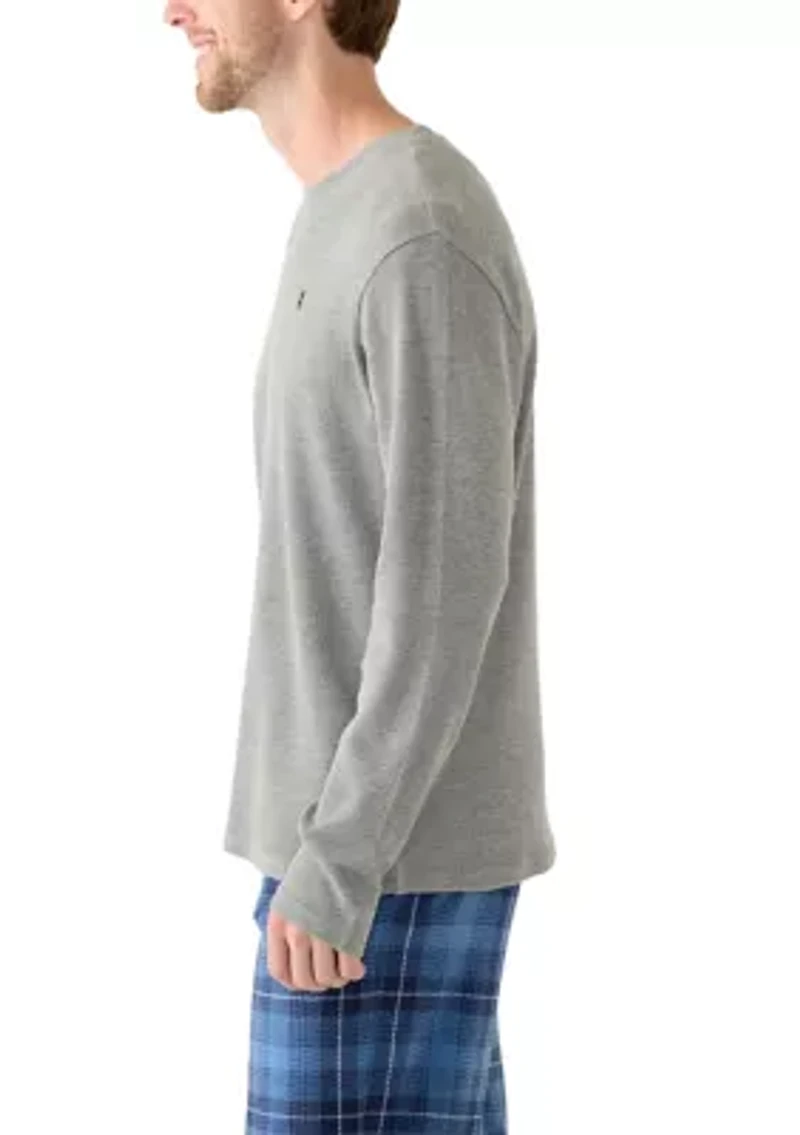 Waffle Knit Long Sleeve Sleep Shirt