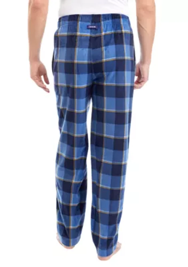 Blue Check Sueded Fleece Pants
