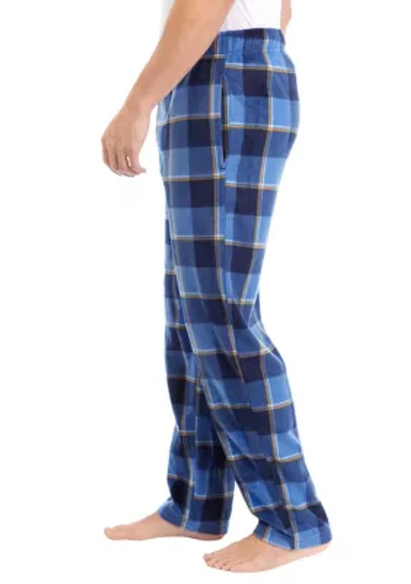 Blue Check Sueded Fleece Pants