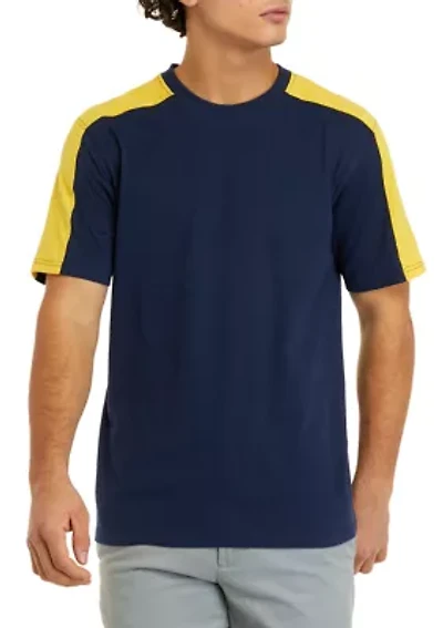 Short Sleeve Lite Touch Fleece Color Block Pajama T-Shirt