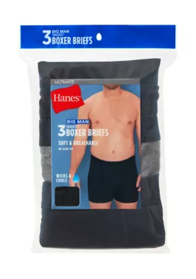 Men's Big Hanes® Ultimate 3-Pack ComfortSoft® Boxer Briefs Underwear