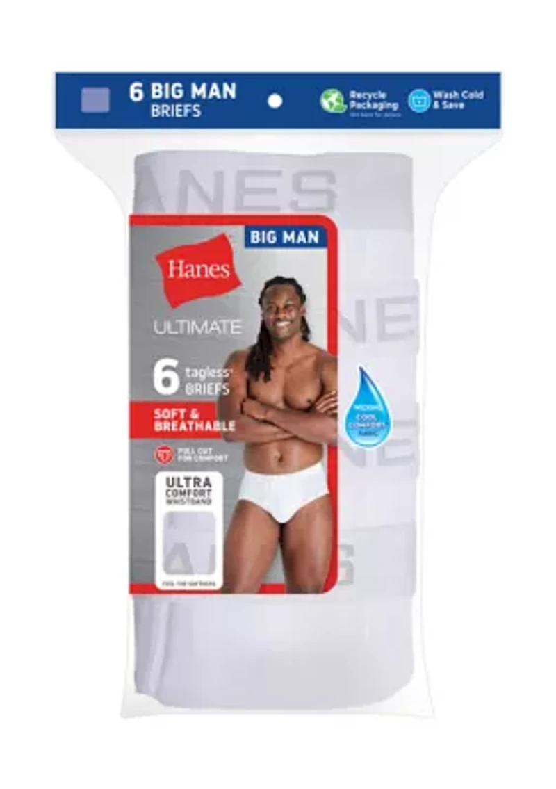 Big & Tall White Boxer Briefs - 6 Pack