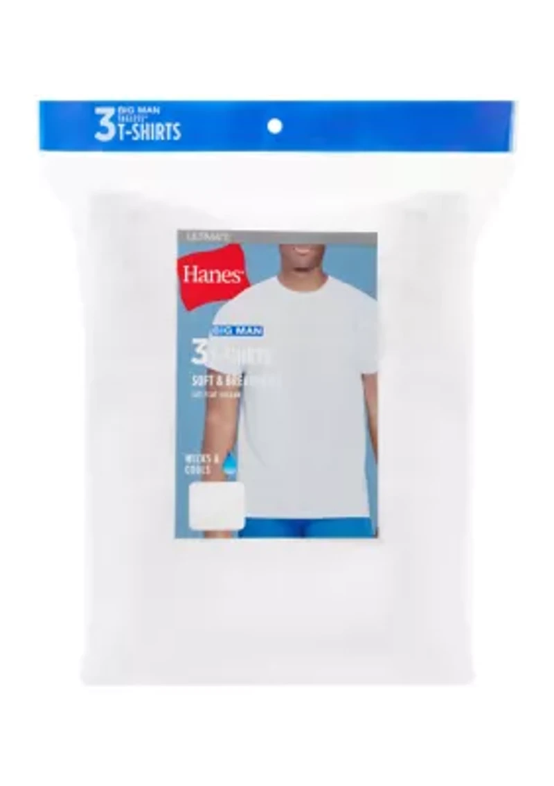 Big & Tall Ultimate 3-Pack ComfortSoft® Crewneck T-Shirts Undershirts