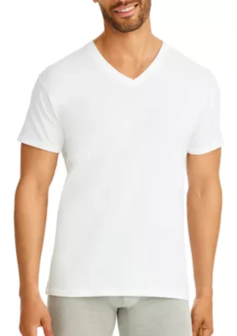 6 Pack White V-Neck T-shirt