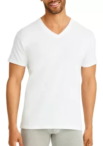 6 Pack White V-Neck T-shirt