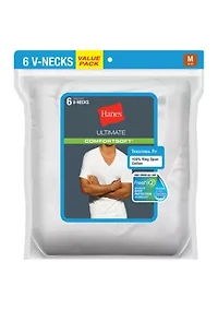 6 Pack White V-Neck T-shirt