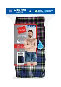 Big & Tall Assorted Tartan Boxers - 4 Pack