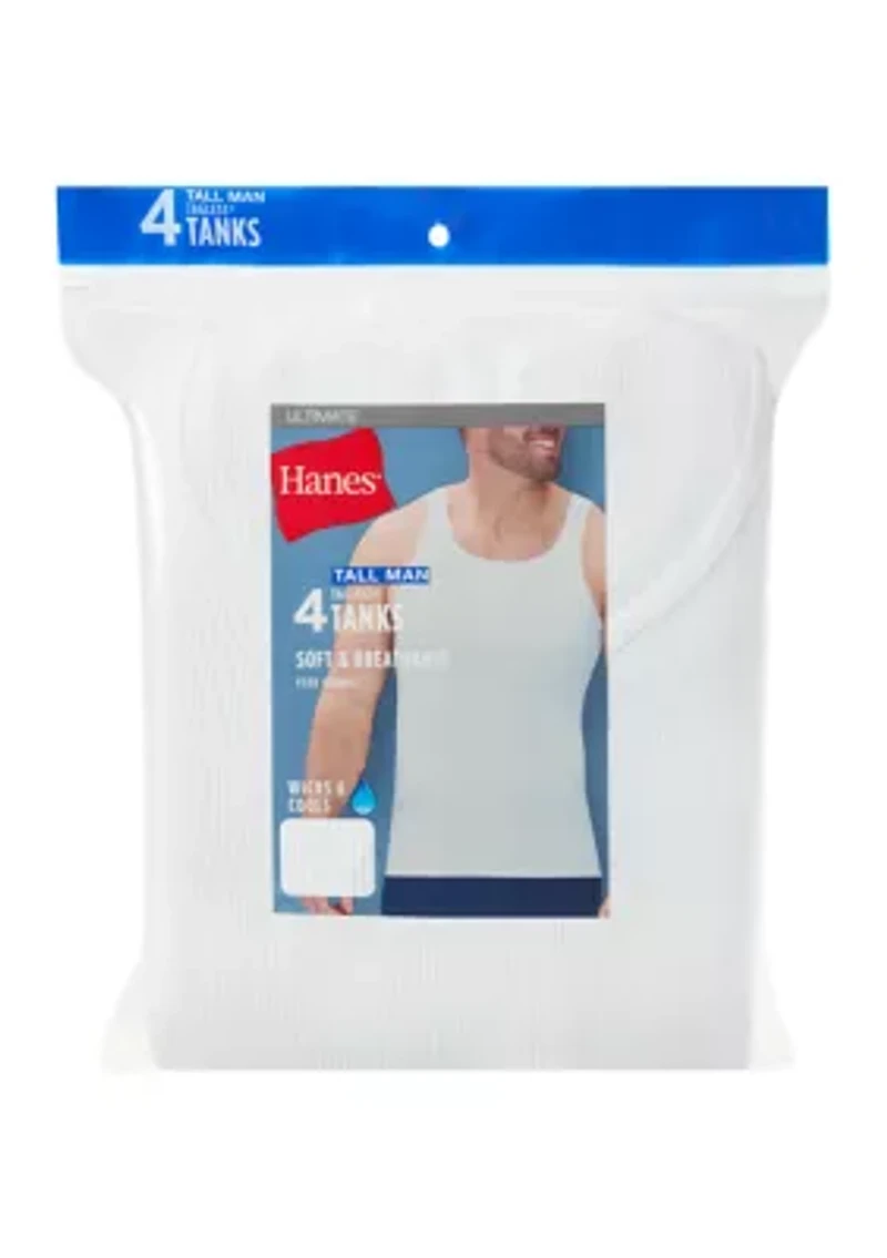 Big & Tall 4-Pack Tank Undershirts Pack, Ultimate® ComfortSoft Top
