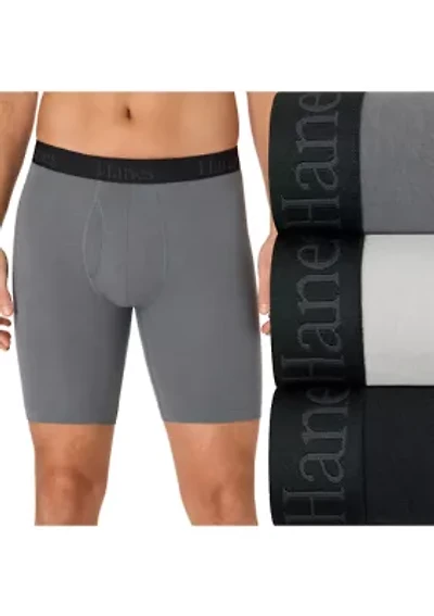 Men's Hanes® Ultimate 3-Pack Comfort Flex Fit® Long-Leg Boxer Briefs Underwear with Total Support Pouch™