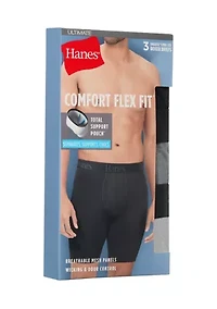 Men's Hanes® Ultimate 3-Pack Comfort Flex Fit® Long-Leg Boxer Briefs Underwear with Total Support Pouch™