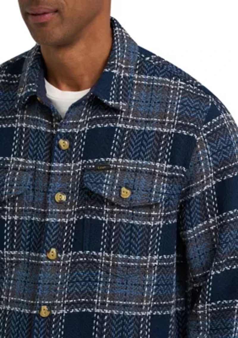 Long Sleeve Twill Plaid Shirt