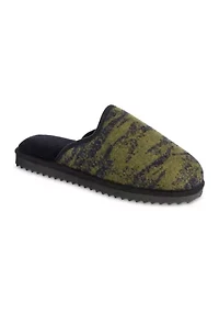 Waffle Knit Camo Flannel Scuff Slippers