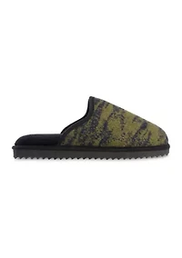 Waffle Knit Camo Flannel Scuff Slippers