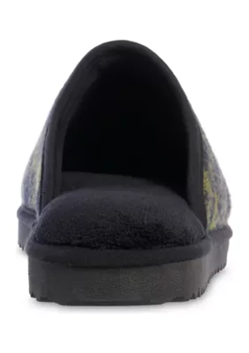 Waffle Knit Camo Flannel Scuff Slippers