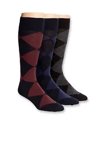 Argyle Cotton Crew Socks - 3 Pack