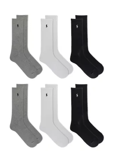 Ribbed Crew Socks - 6 Pack