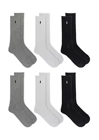 Ribbed Crew Socks - 6 Pack