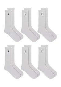 Ribbed Crew Socks - 6 Pack