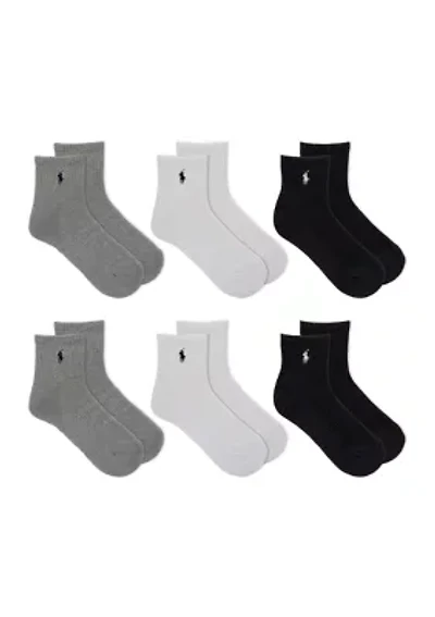 Ribbed Quarter Socks - 6 Pack