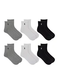 Ribbed Quarter Socks - 6 Pack