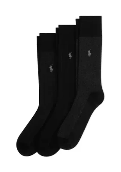 Classic Embroidered Cotton Socks - 3 Pack