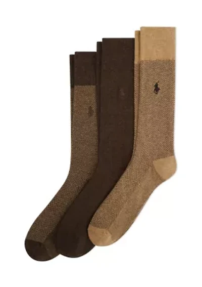 Classic Embroidered Cotton Socks - 3 Pack