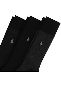 Classic Embroidered Cotton Socks - 3 Pack